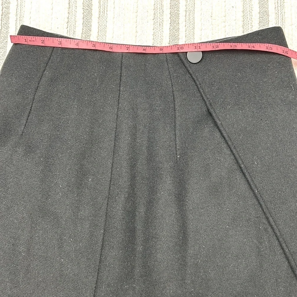 Club Monaco Wool NWT Midi Wrap Skirt Black‎ 10 A Line Quiet Luxury Minimalist
